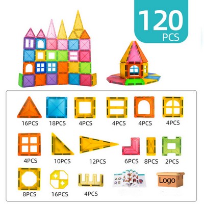 120 PCS Magnetic Building Blocks 3D Clear Construction Playboards