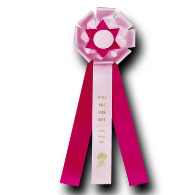 Custom Petal & Star Rosette Ribbon w/ 3 Streamers (5 1/2"x16")