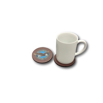 Custom Round Genuine Leather Coaster (4 Color Logo/ Imprint)