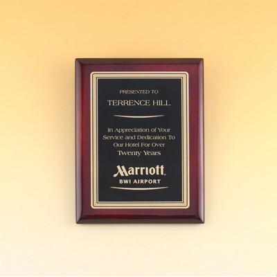 Rosewood Piano Finish Plaques w/ Florentine Plate (7"x9")