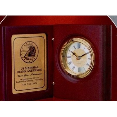 Rosewood Finish Book Clock Award (5 1/2")