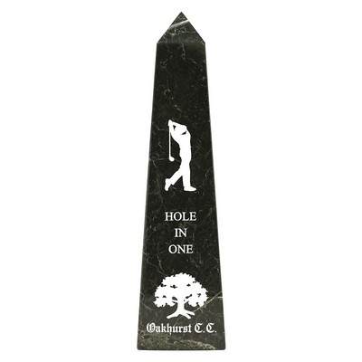 Large Black Zebra Marble Obelisk Pinnacle Award