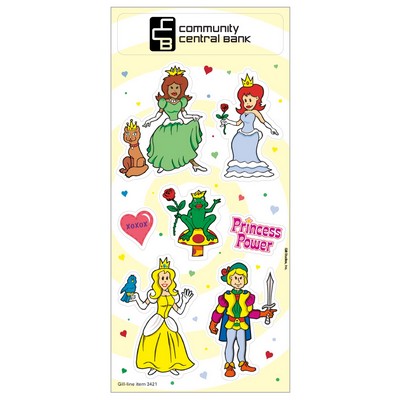 Children's Fun & Fantasy Stickers | 3 1/4" x 7" Sheet | Princess