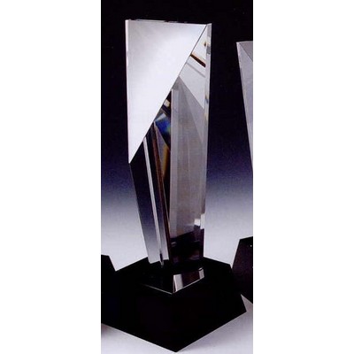 11" Black Optic Crystal Excellence Award w/Cube Base