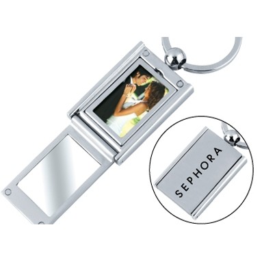 Rectangle Photo Frame w/Mirror Keychain