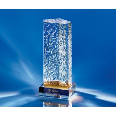 Crackled Pentagon Crystal Award with Amber Accent