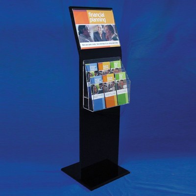 Black Acrylic Display Stand w/Angled Sign Holder