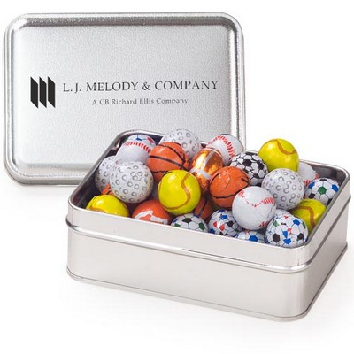 Small Rectangle Tin - Chocolate Sport Balls