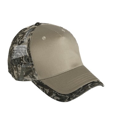 5 Panel Cotton Twill Front Camo Mesh Visor Edge & Back