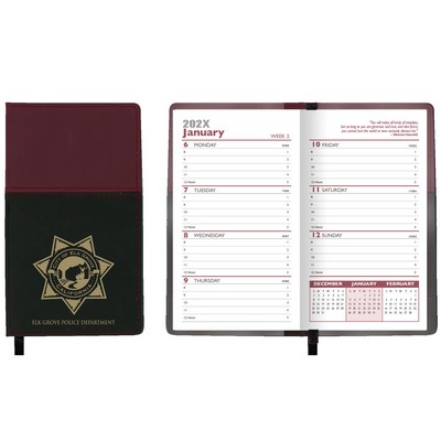 Mystic Series Soft Cover 2 Tone Vinyl Weekly Planner w/ Map / 1 Color