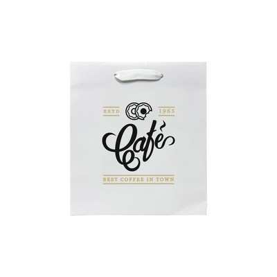 Matte White Traditional Shape Paper Euro Tote (8"x4"x9")