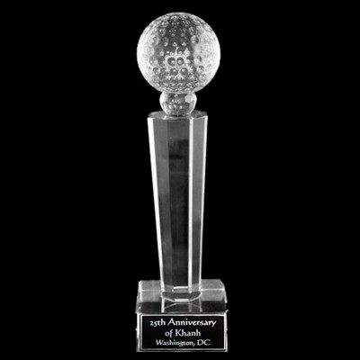 Crystal Engraved Award - 12" extra large - Tuscany Golf Ball