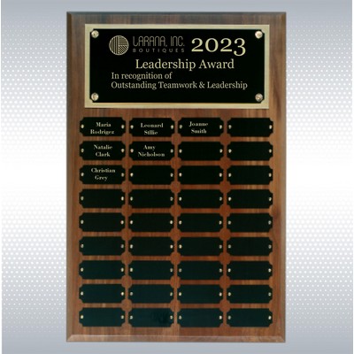 Step Edge Genuine Walnut 36 Plate Perpetual Plaque (12" x 18'')