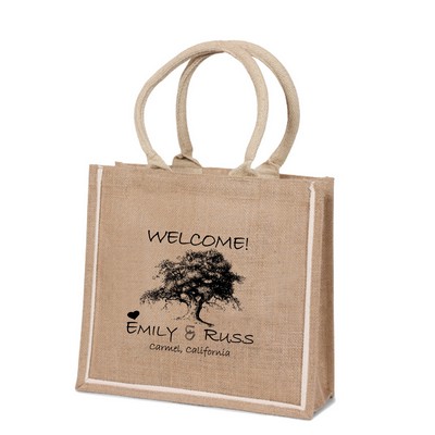 Natural Jute Shopping Bag with Webbed Handles