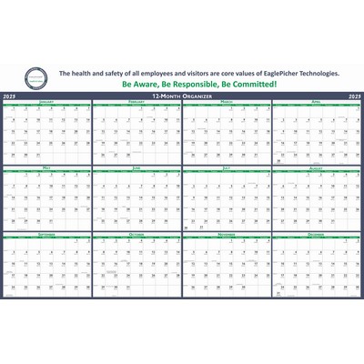 Laminated Horizontal Wall Calendar (18"x24")