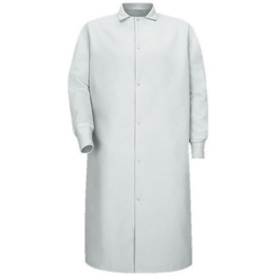 Red Kap™ Gripper Front Pocketless Butcher Coat w/Knit Cuffs - White