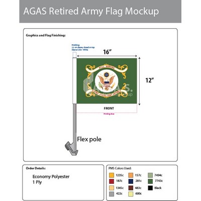 Army Retired Car Flags 12x16 inch Economy