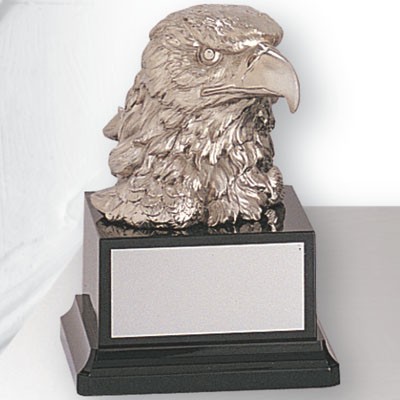 6 ½" Electroplated Silver Resin Eagle Head Trophy