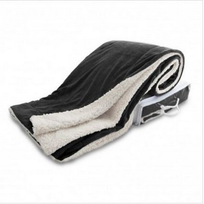 Oversized Micro Mink Sherpa Blanket (Overseas) - Black