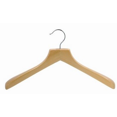 Contoured Deluxe Natural & Chrome Wooden Suit Hanger