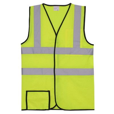 Yellow Solid Dual Stripe Safety Vest (2X-Large/3X-Large)