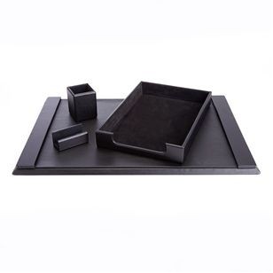 Desk Set: Pen Cup Organizer, Letter Tray, Blotter and Business Card Holder