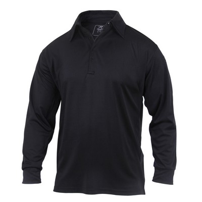 Black Long Sleeve Tactical Performance Polo Shirt (S to XL)