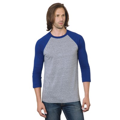 Unisex Bayside® Triblend 3/4 Sleeve Raglan Crew Tee Shirt