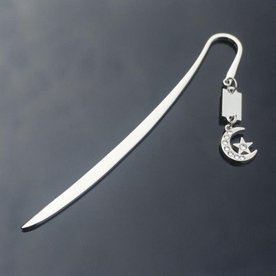 Metal Bookmark w/Moon Star Pendant