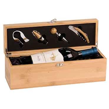 Bamboo Single Wine Box with Tools