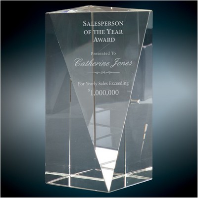 Crystal Triangle Front Pillar Award, 6"H