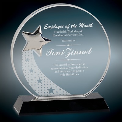 Round Crystal w/Silver Star Award