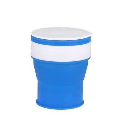 14 Oz. Silicone Folding Camping Cup w/Flat Lid