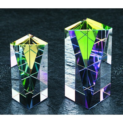 Rainbow Pillar optical crystal award/trophy.1.56"Sq