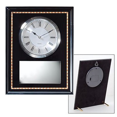 Ebony Piano Finish Clock, Wall or Free-Standing, 4-1/2"x13"