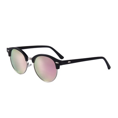 Sunglasses - Pink Mirror Lenses - Black Frames