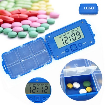 6 Compartments Medicine Pill Case w/Alarm Reminder