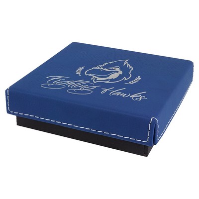 Engraved Faux Leather Gift Box, Blue, 4"(L) x 4"(W) x 1 1/16"(H)