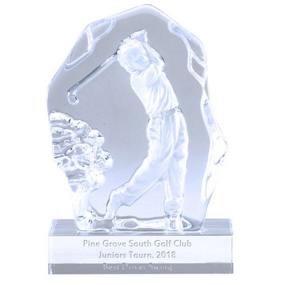 6 ¾" Sculpted Male Golfer Glass Award