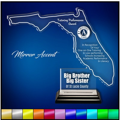 8" Florida Clear Acrylic Award with Mirror Accent