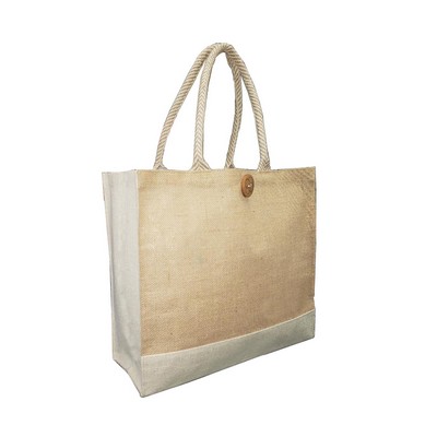 Mannitok® Jute Tote, Clover Button