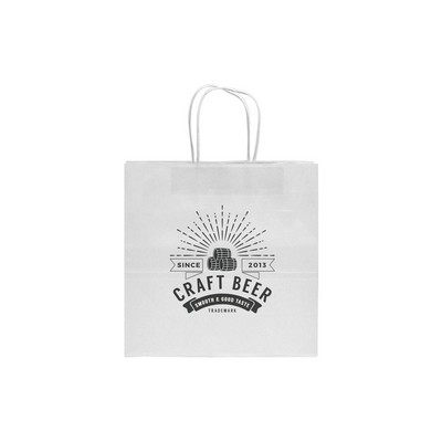 White Kraft Paper Shopping Bag (10"x5"x10")