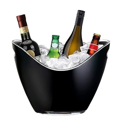 Black Acrylic Ice Bucket w/Comfortable Handles