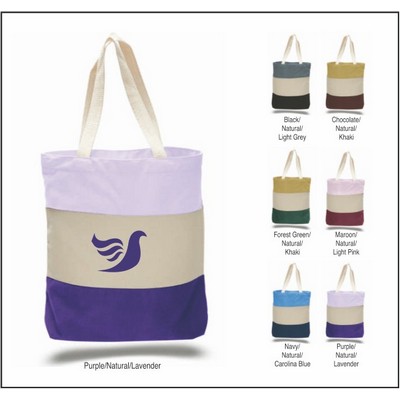 Qtees Canvas Tri-Color Promotional Tote Bag