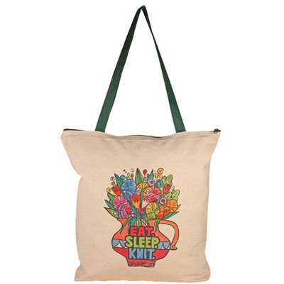 Bottom Gusset Cotton Tote, with Poly Handles & Zipper