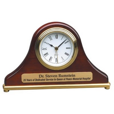 7.5" x 4.5" Rosewood Piano Finish Mantel Desk Clock