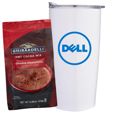 Promo Revolution - 20 Oz. Vacuum Sealed Straight Tumbler Gift Set w/Ghirardelli® Hot Chocolate