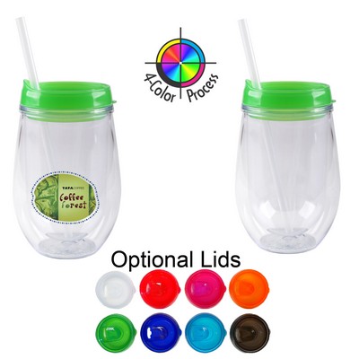 10 Oz. Bev2Go - Acrylic Double Wall Tumbler with Lime Green Lid (4 Color Process)