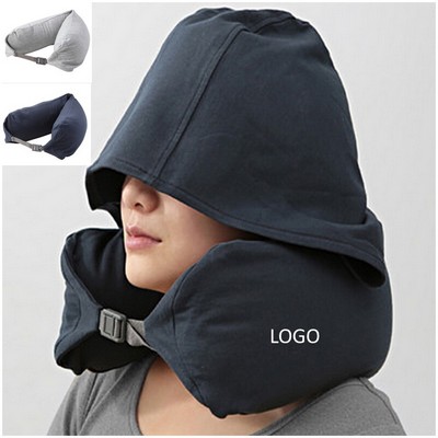 U Shape Microbead U Shaped Travel Pillow w/Hood