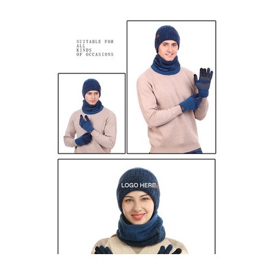 Patch Knit Beanie Set